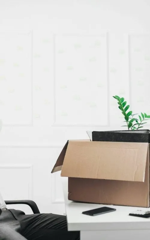 Businessman moving into a new office